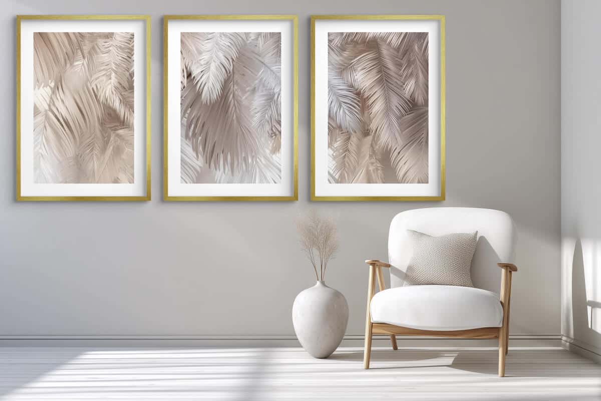 Plakaty z motywem Tropikalnym- Liście Palmowe w beżu | Minimalistyczna Dekoracja do wnętrz w Stylu Skandynawskim, boho 82256 - zdjęcie 2