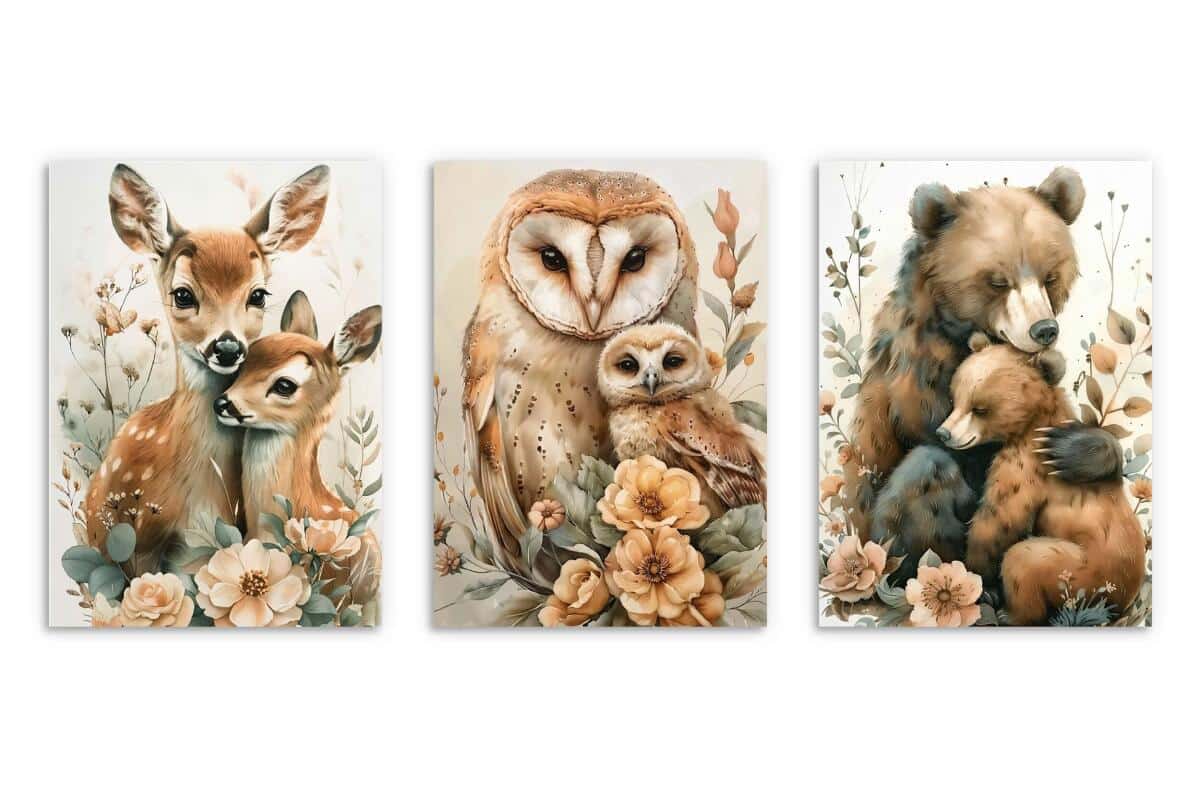 Urocze Plakaty do pokoju dziecka- leśne zwierzątka | Zestaw Obrazków dziecięcych w stylu skandynawskim, boho 82142 - zdjęcie 8