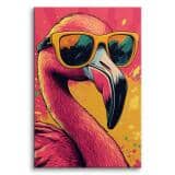 Obraz na płótnie Flaming w okularach | Kolorowa dekoracja ścienna | Tropikalny styl pop art do salonu, biura i pokoju młodzieżowego O94120 - miniaturka 1