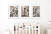 Plakaty z kwiatami dla dzieci- Litery A B C | Pastelowe Obrazki na ścianę do pokoju dziewczynki w stylu boho, skandynawskim 82291 - miniaturka 3