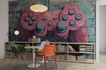 Fototapeta w stylu Street Art | Graffiti na ścianę- Różowy Pad do gry | Młodzieżowa Tapeta dla gracza 82165 - miniaturka 2