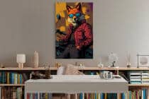 Nowoczesny Obraz na płótnie- Lis motocyklista | Grafika na ścianę w stylu Ubran Art dla nastolatka O94200 - miniaturka 4