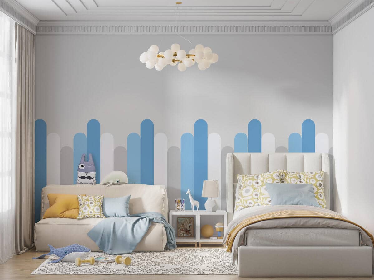 Naklejka na ścianę do pokoju chłopca- błękitne paski | Nowoczesna Lamperia, Tapeta dla dzieci 66771 - zdjęcie 3