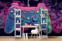 Nowoczesna Fototapeta z Neonowym Padem do gier | Pokój nastolatka w stylu gamingowym 82166 - miniaturka 1