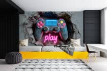 Fototapeta 3D dla nastolatków- Kontroler Pad do konsoli | Pokój gamingowy, dekoracje dla chłopca 82169 - miniaturka 1