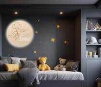 Drewniana Lampka do pokoju dziecięcego | Okrągła Lampka Nocna z imieniem dziecka- Miś i baloniki 82278 - miniaturka 4