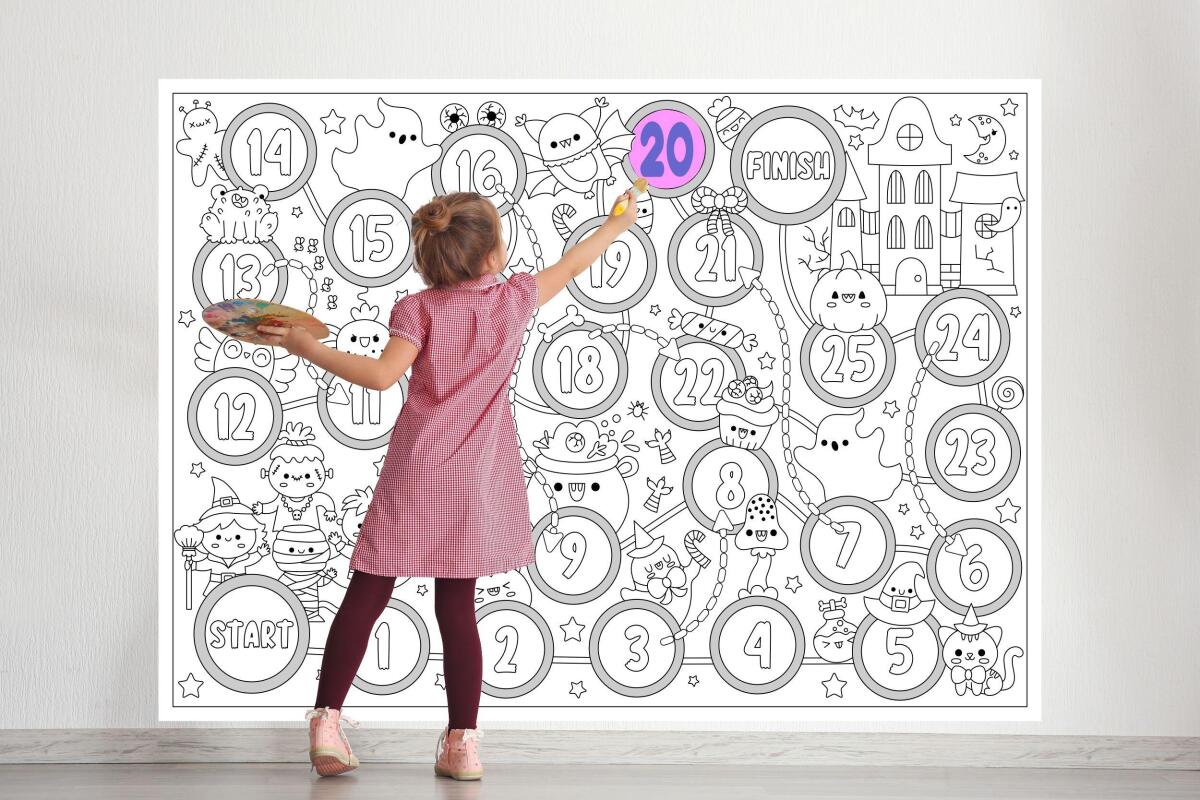 Kolorowanka dla dzieci XXL | Plansza z motywem Halloween- duchy, dynie, potworki 82183 - zdjęcie 3