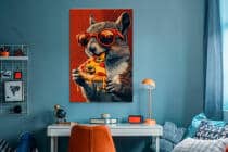 Nowoczesny obraz na płótnie Wiewiórka z pizzą | Dekoracja ścienna pop art | Humorystyczna grafika do biura i pokoju nastolatka O94122 - miniaturka 3