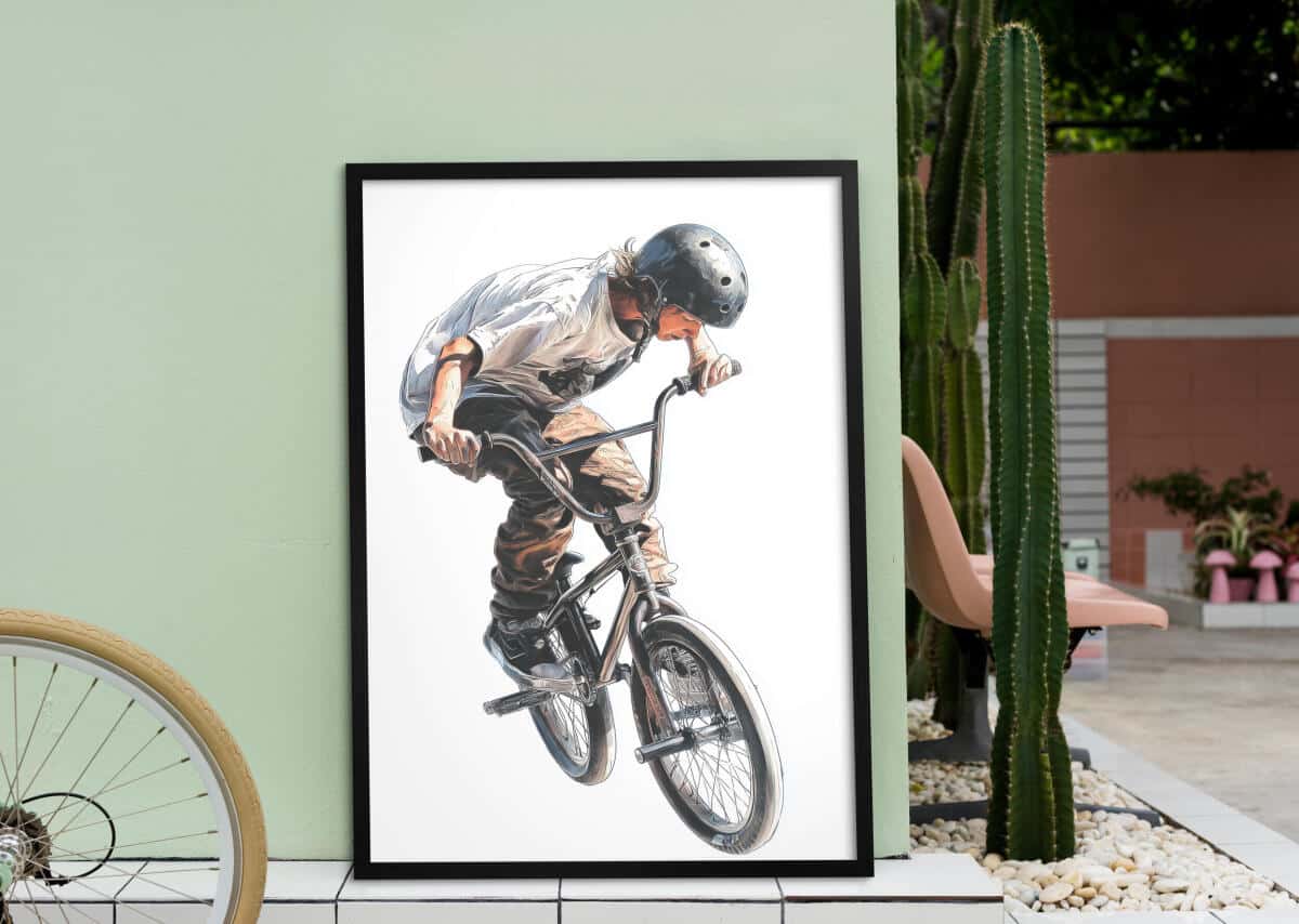 Nowoczesny Plakat Sportowy – Rower BMX w Akcji | Dekoracja do Pokoju chłopca, nastolatka 82196