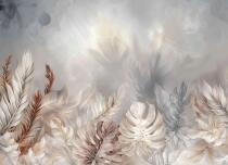 Fototapeta Tropikalne Liście Boho w beżach i szarościach | Subtelna Tapeta do sypialni 82245 - miniaturka 4