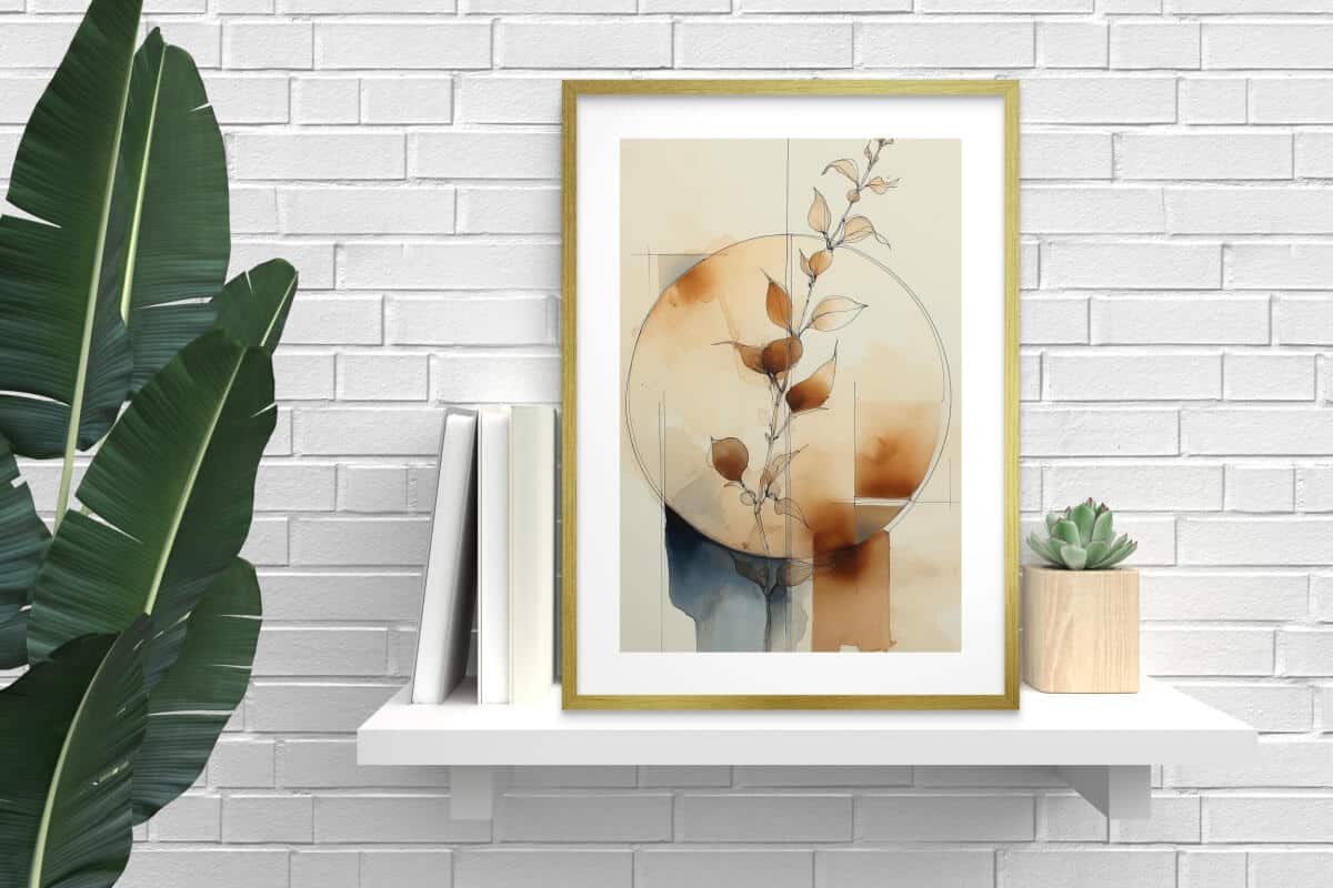 Minimalistyczny plakat boho- harmonia natury | Akwarelowa kompozycja w odcieniach beżu i brązu 82202 - zdjęcie 2