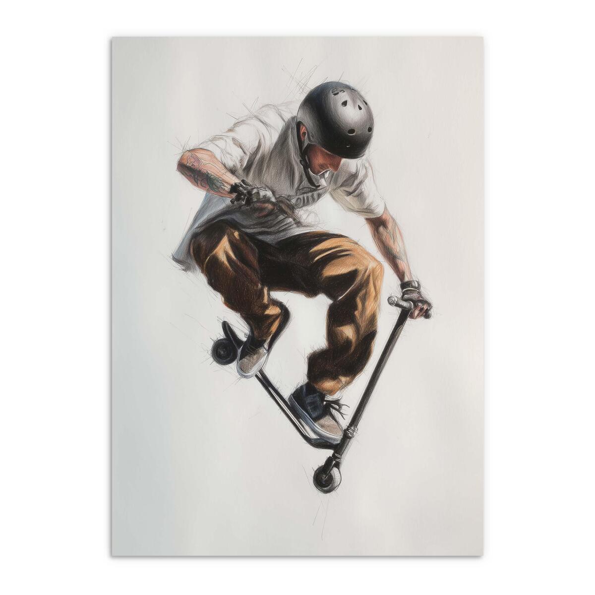 Plakat urban style – Skater na hulajnodze | Nowoczesna dekoracja do pokoju młodzieżowego 82195 - zdjęcie 4