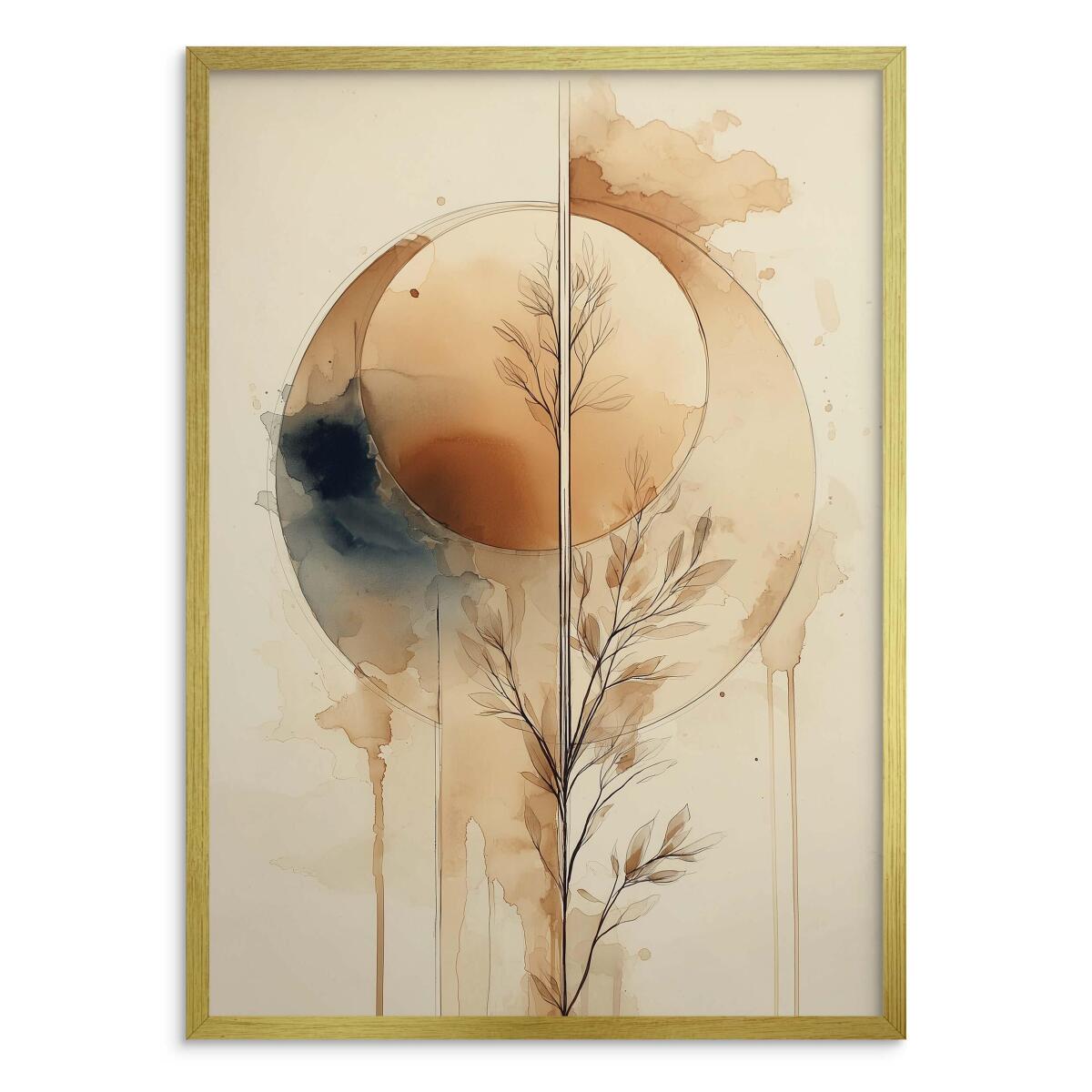 Plakat do Salonu Boho i Minimalizm | Abstrakcyjny Wzór Akwarela | Beżowy Obraz na ścianę 82201