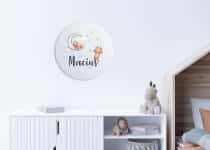 Urocza Tabliczka z Imieniem – Miś, Gwiazdki i Chmurki | Pastelowa Dekoracja dla Chłopca, do Pokoju Niemowlaka 82288 - miniaturka 3