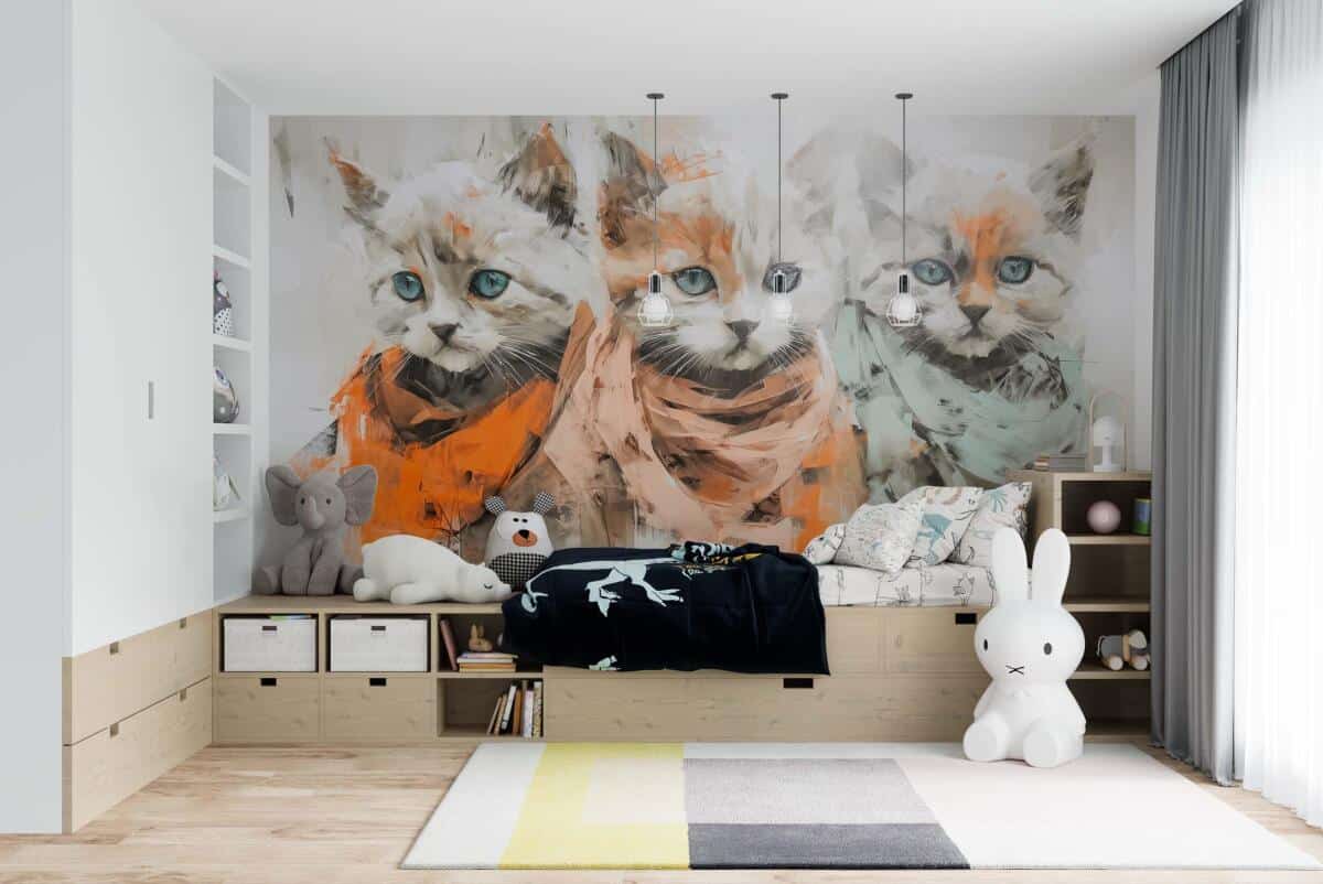 Urocza Fototapeta do pokoju dziecięcego- Akwarelowe Kotki 82227 - zdjęcie 2