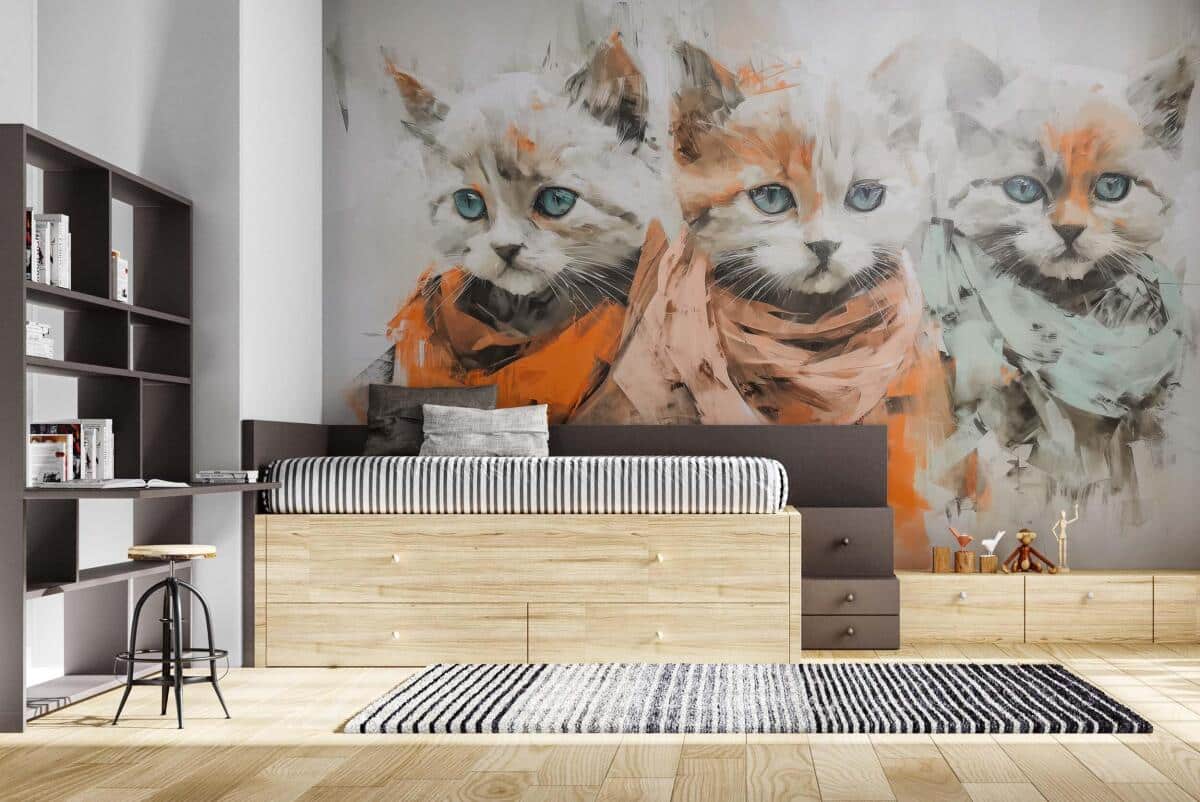 Urocza Fototapeta do pokoju dziecięcego- Akwarelowe Kotki 82227 - zdjęcie 3
