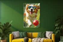 Obraz młodzieżowy – Pies w okularach z piłką | Kolorowa dekoracja na ścianę do pokoju dziecka i nastolatka O94213 - miniaturka 3