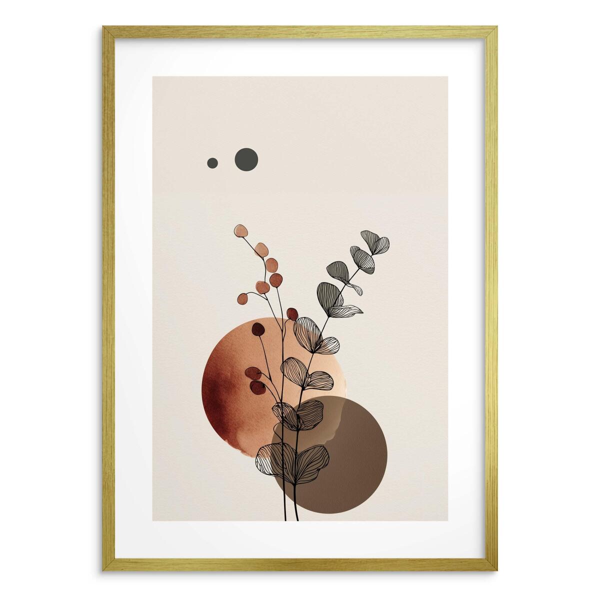 Plakat Line Art- Delikatne liście | Botaniczna abstrakcja w beżu | Minimalistyczny Obraz do salonu w stylu boho 82203 - zdjęcie 1