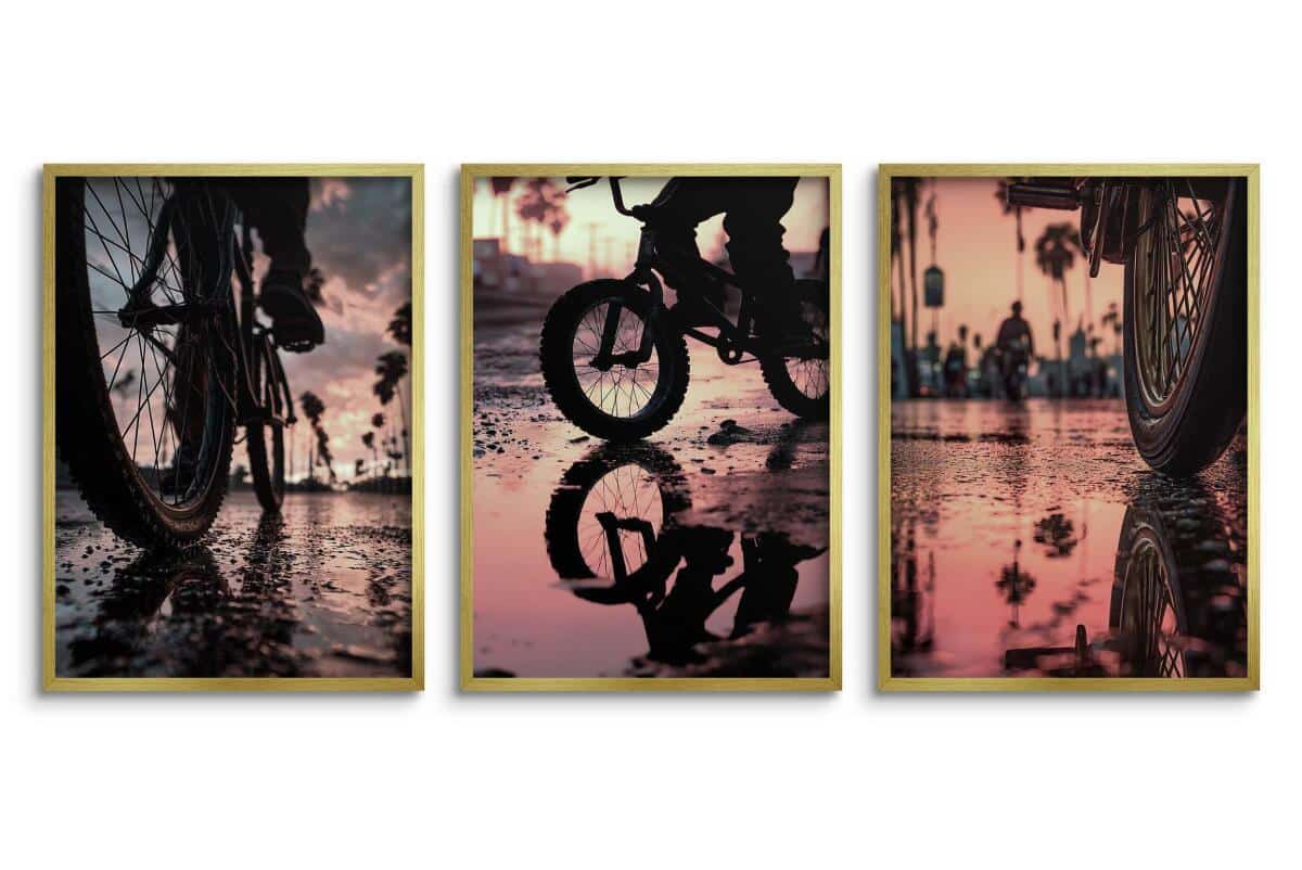 Plakaty Urban Style- Rowery BMX | Klimatyczny Zachód Słońca i Palmy | Dekoracja do pokoju nastolatka 82188 - zdjęcie 5