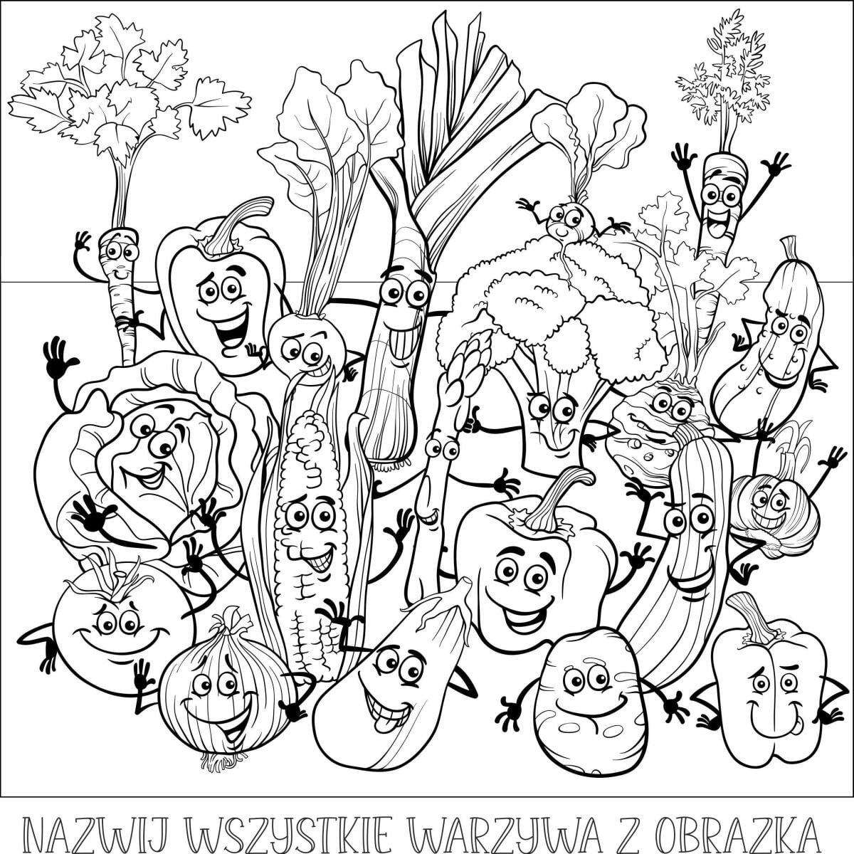 Duża Kolorowanka dla dzieci- Warzywa | Wesołe obrazki do kolorowania dla przedszkolaka 82181 - zdjęcie 4