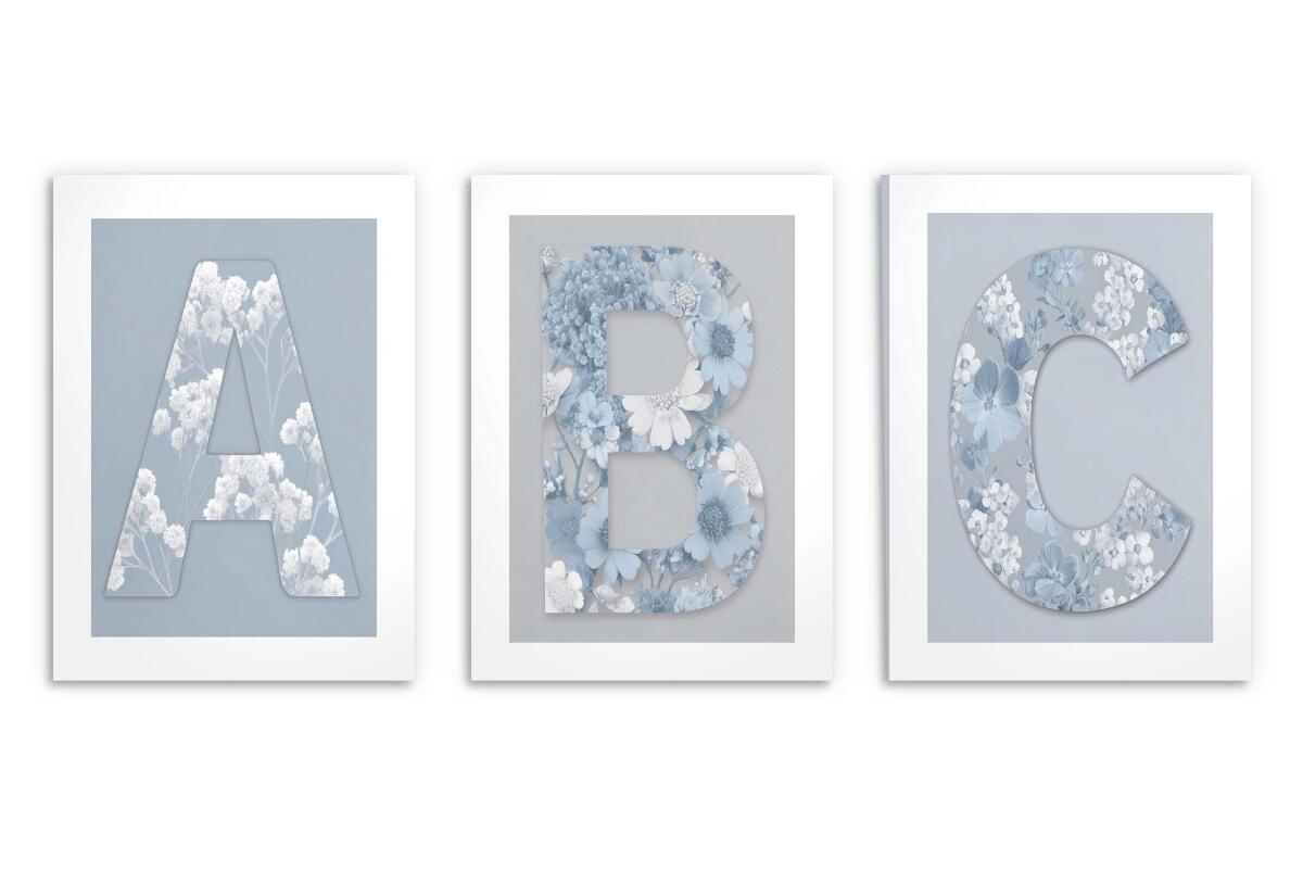 Błękitne Plakaty- Litery i Kwiaty w stylu boho | Obrazy na ścianę do Pokoju dziecięcego 82287 - zdjęcie 8