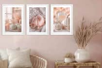 Pastelowe Plakaty z Dyniami | Różowe Obrazy na ścianę boho, hygge | Jesienne dekoracje do salonu, sypialni 82249 - miniaturka 2