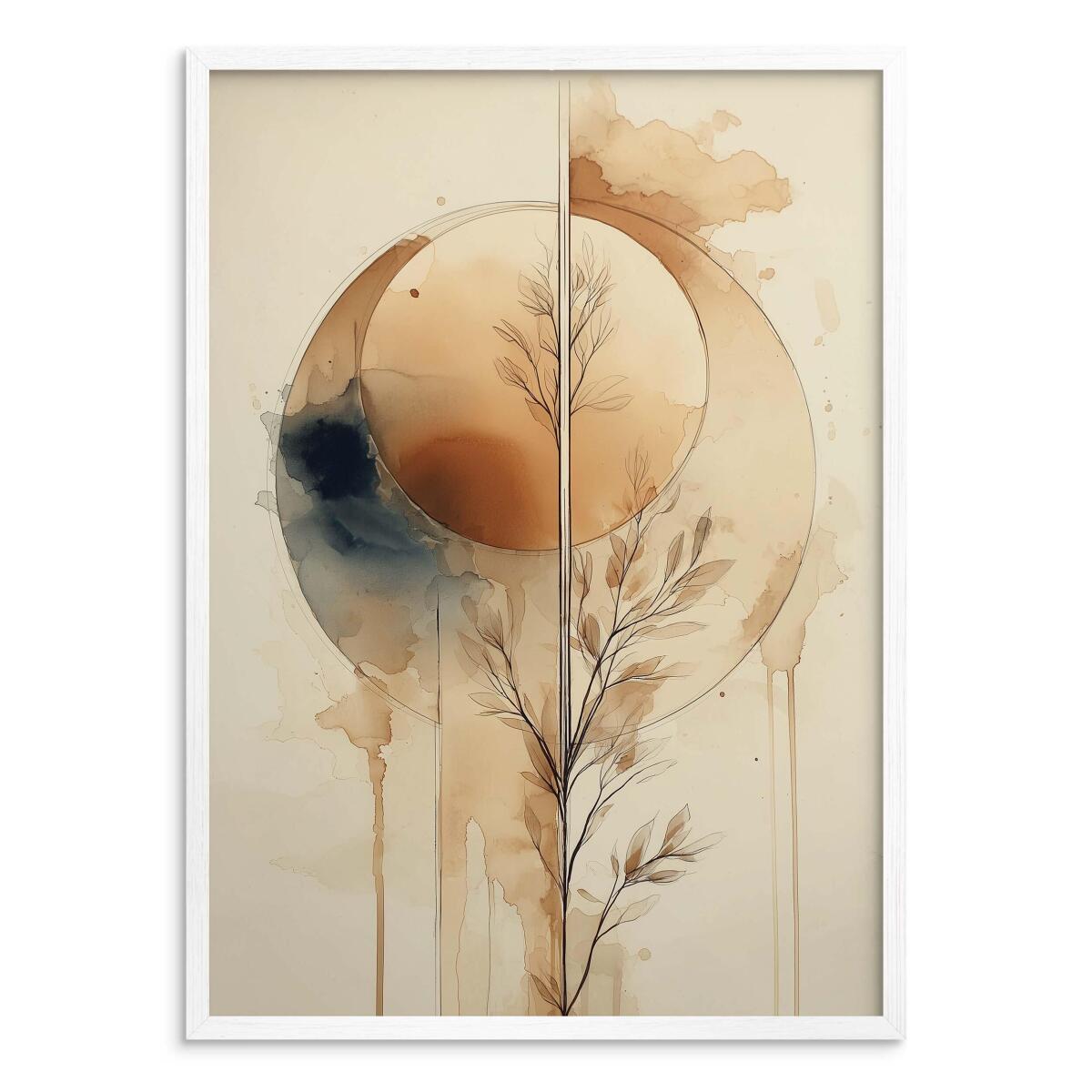 Plakat do Salonu Boho i Minimalizm | Abstrakcyjny Wzór Akwarela | Beżowy Obraz na ścianę 82201 - zdjęcie 5