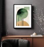 Minimalistyczny Plakat Abstrakcyjny – Zielone i Złote Kształty | Geometryczne Obrazy na ścianę w stylu boho, nordic 82307 - miniaturka 2