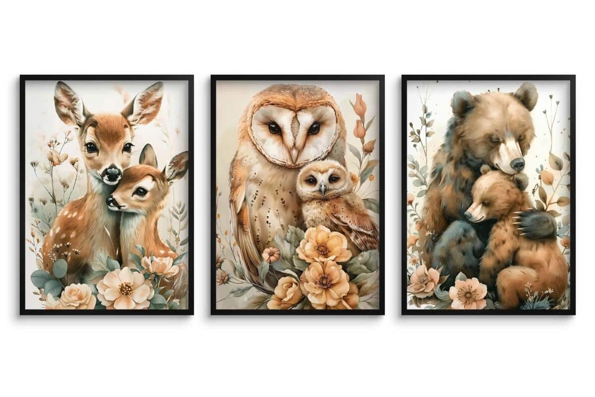 Urocze Plakaty do pokoju dziecka- leśne zwierzątka | Zestaw Obrazków dziecięcych w stylu skandynawskim, boho 82142 - zdjęcie 6