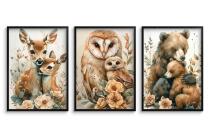 Urocze Plakaty do pokoju dziecka- leśne zwierzątka | Zestaw Obrazków dziecięcych w stylu skandynawskim, boho 82142 - miniaturka 6