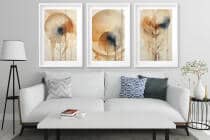 Plakaty Boho Akwarela | Zestaw Obrazów Abstrakcyjnych z Motywem Roślinnym | Beżowa Dekoracja do Salonu i Sypialni 82200 - miniaturka 3