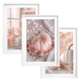 Pastelowe Plakaty z Dyniami | Różowe Obrazy na ścianę boho, hygge | Jesienne dekoracje do salonu, sypialni 82249 - miniaturka 1