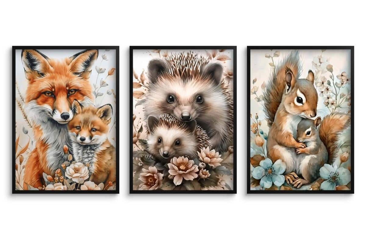 Dekoracja do pokoju dziecka, przedszkola, żłobka | Bajkowe Plakaty dla dzieci- Liski, Jeże, Wiewiórki 82143 - zdjęcie 6