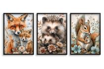 Dekoracja do pokoju dziecka, przedszkola, żłobka | Bajkowe Plakaty dla dzieci- Liski, Jeże, Wiewiórki 82143 - miniaturka 6