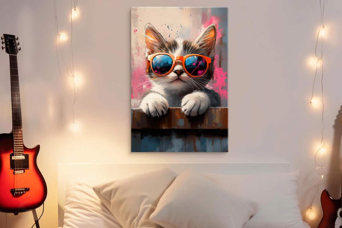 Obraz na ścianę do pokoju dziecka- Kot w okularach | Dekoracja dla dziewczynki, nastolatki O94212 - zdjęcie 4