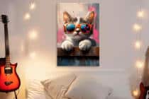 Obraz na ścianę do pokoju dziecka- Kot w okularach | Dekoracja dla dziewczynki, nastolatki O94212 - miniaturka 4