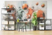 Młodzieżowa Fototapeta Akwarela- Mecz Piłki Nożnej | Kolorowa dekoracja do pokoju nastolatka, kibica 82241 - miniaturka 3