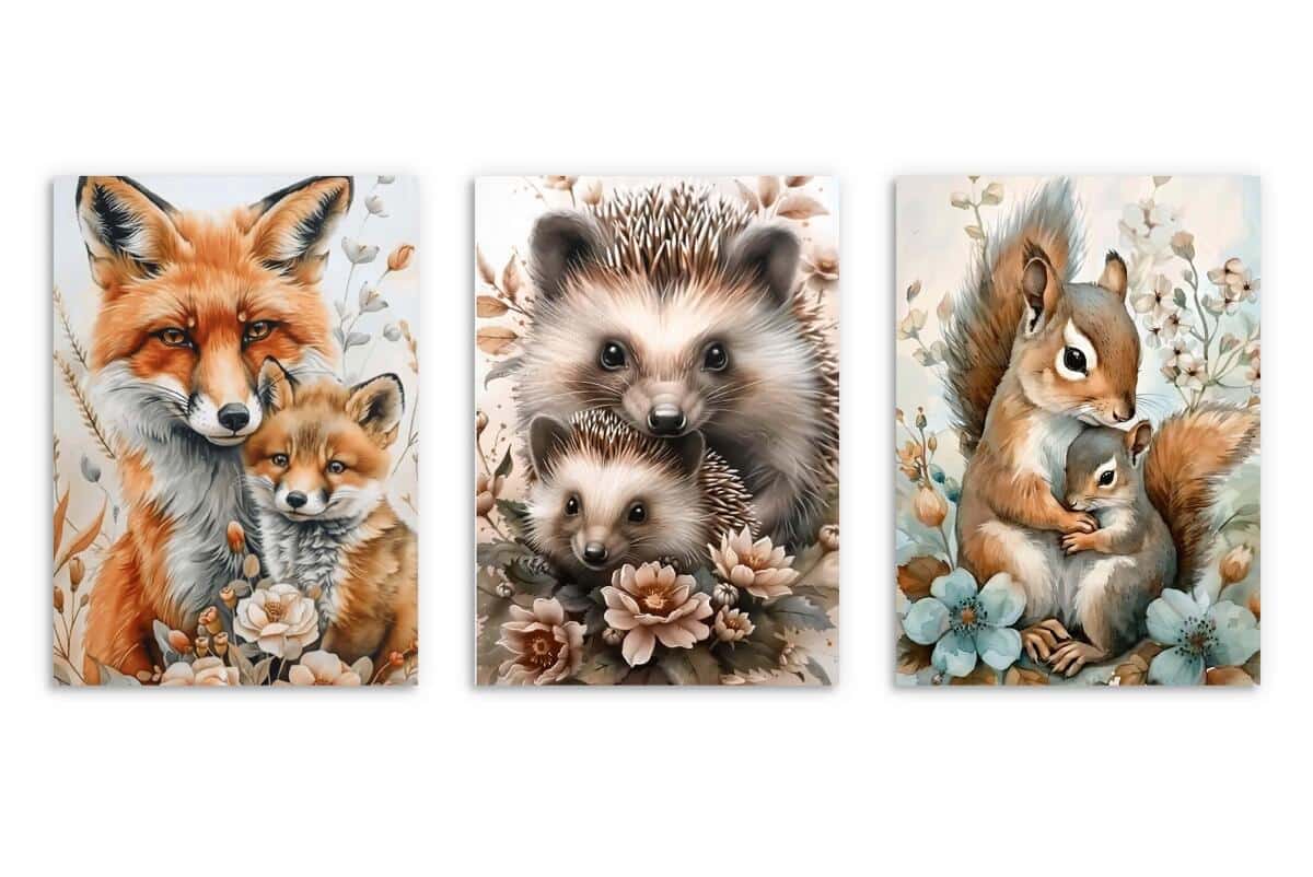 Dekoracja do pokoju dziecka, przedszkola, żłobka | Bajkowe Plakaty dla dzieci- Liski, Jeże, Wiewiórki 82143 - zdjęcie 8