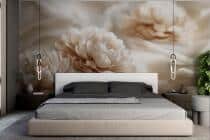 Elegancka Fototapeta z Kwiatami | Beżowe Peonie 3D | Dekoracja Ścienna w Stylu Glamour 82101 - miniaturka 1