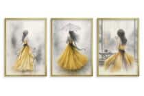 Subtelne Plakaty z kobietą w złotej sukni | Elegancki Tryptyk Akwarela | Obrazy na ścianę do salonu, sypialni 94025 - miniaturka 5