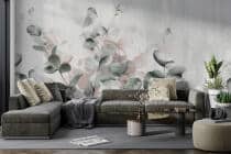 Fototapeta roślinna w odcieniach szarości i zieleni- liście eukaliptusa | Tapeta botaniczna do salonu 82110 - miniaturka 3