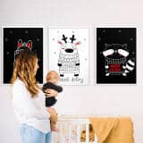 Zestaw Czarno-Białych Plakatów dla Niemowląt – Króliczek, Renifer i Szop | Kontrastowe Obrazki Montessori 82159 - miniaturka 4