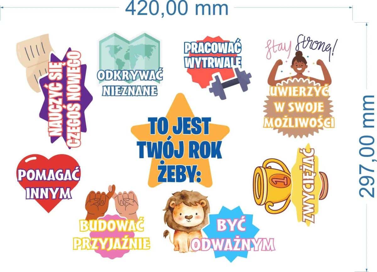 Naklejki motywacyjne dla dzieci- To jest twój rok żeby... | Dekoracje na gazetkę szkolną, do klasy, na drzwi 82187 - zdjęcie 6