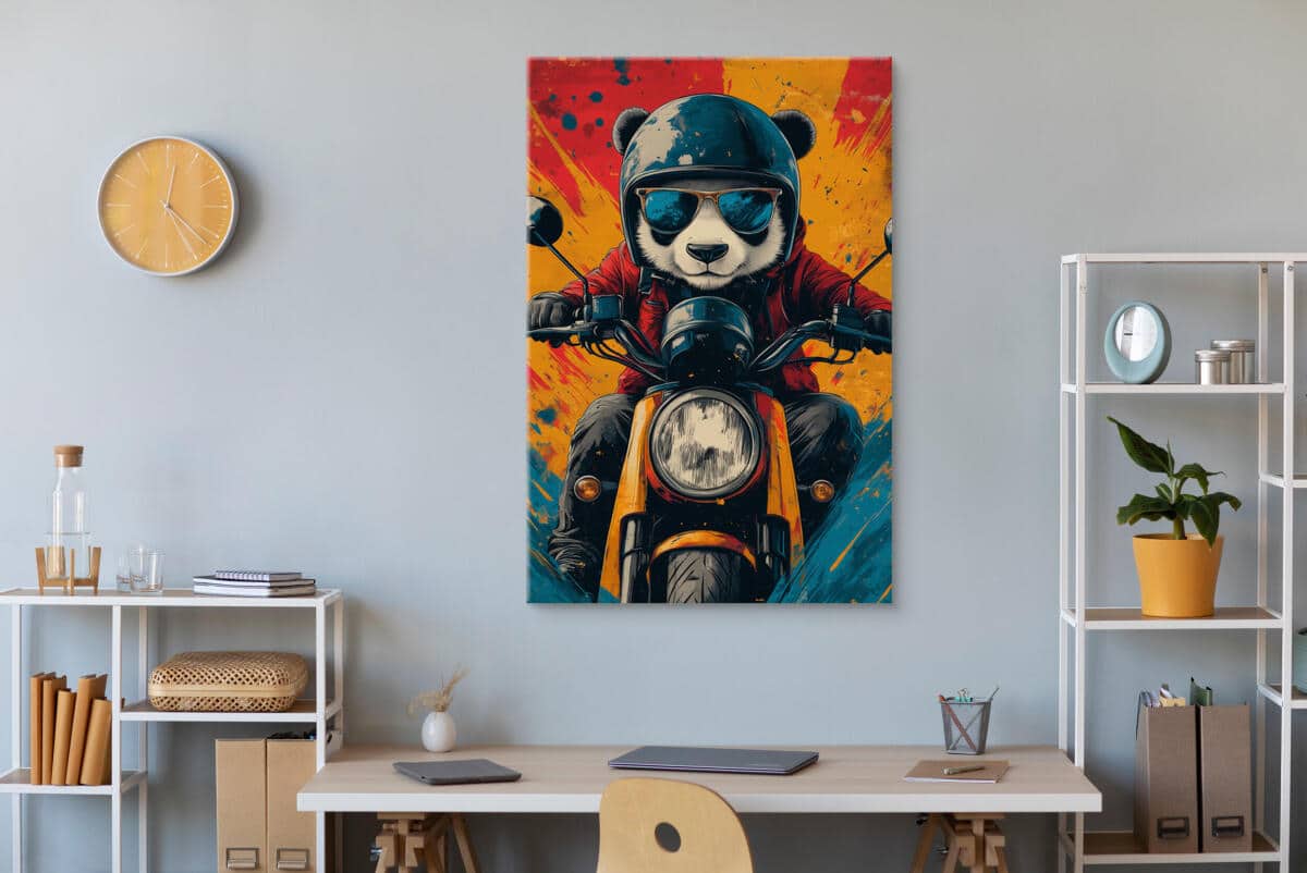 Obraz na ścianę- Panda na motocyklu | Nowoczesna dekoracja street art do salonu i pokoju nastolatka O94210 - zdjęcie 3