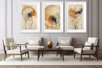 Plakaty Boho Akwarela | Zestaw Obrazów Abstrakcyjnych z Motywem Roślinnym | Beżowa Dekoracja do Salonu i Sypialni 82200 - miniaturka 4