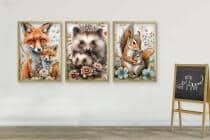 Dekoracja do pokoju dziecka, przedszkola, żłobka | Bajkowe Plakaty dla dzieci- Liski, Jeże, Wiewiórki 82143 - miniaturka 2