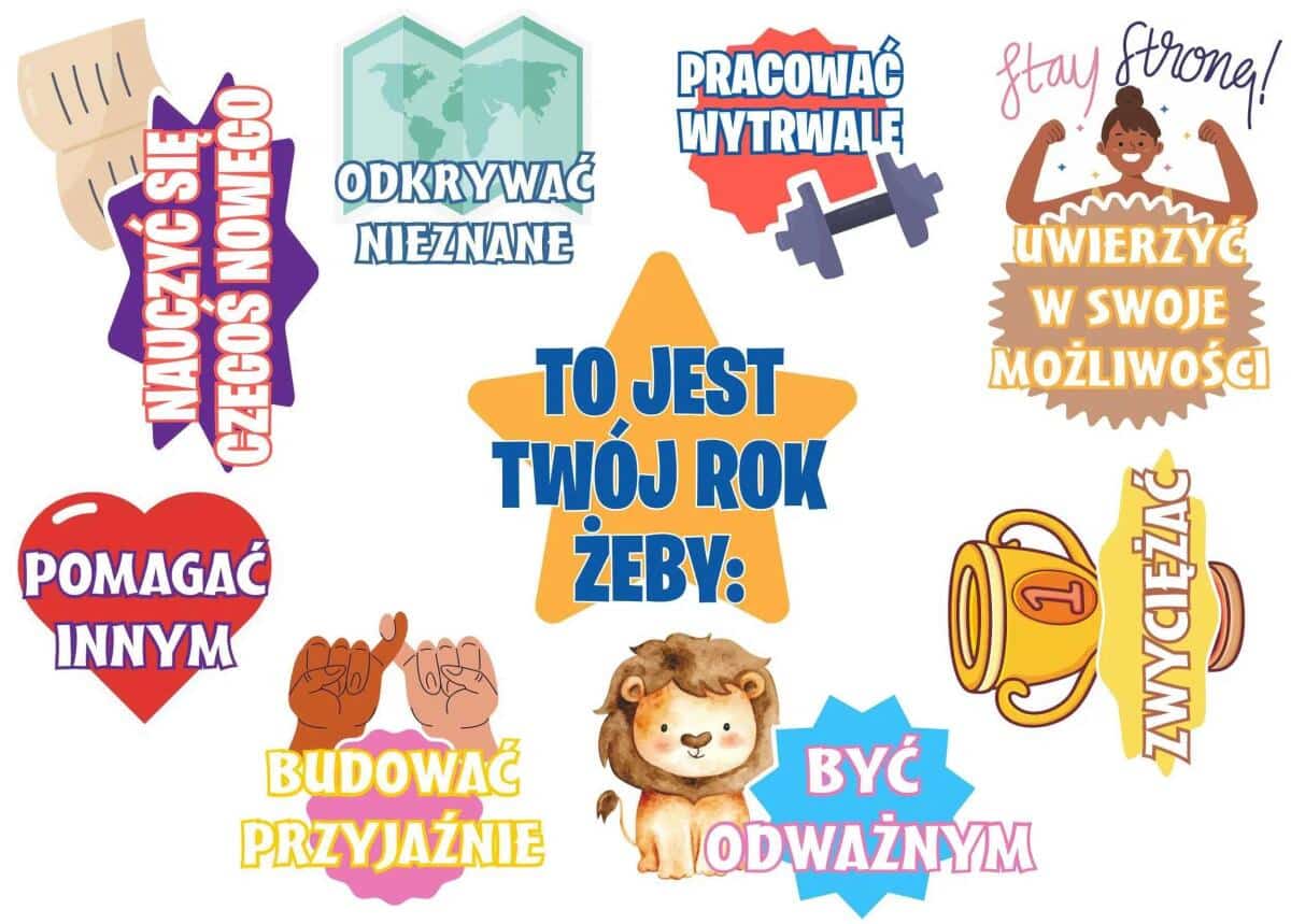 Naklejki motywacyjne dla dzieci- To jest twój rok żeby... | Dekoracje na gazetkę szkolną, do klasy, na drzwi 82187 - zdjęcie 5