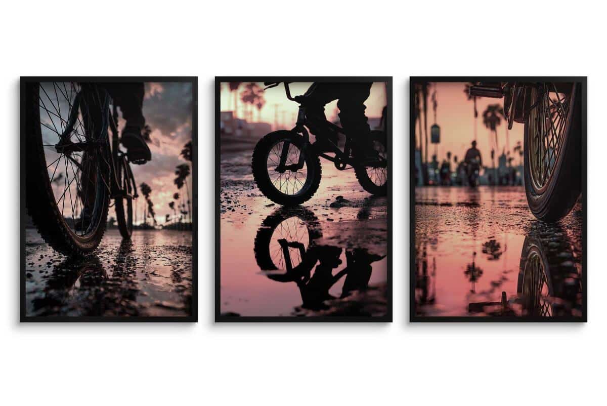 Plakaty Urban Style- Rowery BMX | Klimatyczny Zachód Słońca i Palmy | Dekoracja do pokoju nastolatka 82188 - zdjęcie 7
