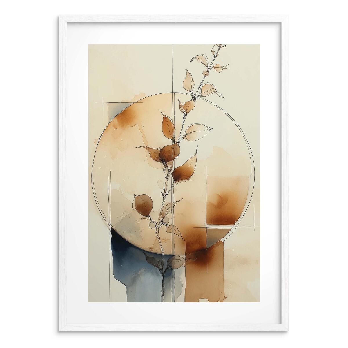 Minimalistyczny plakat boho- harmonia natury | Akwarelowa kompozycja w odcieniach beżu i brązu 82202 - zdjęcie 5