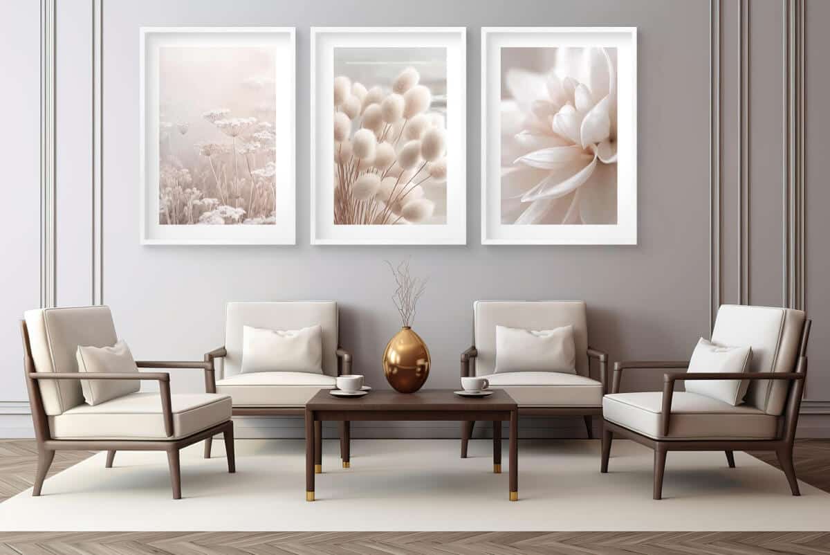 Plakaty Kwiaty Boho | Jasna, Kremowa Dekoracja ścienna do wnętrz w stylu scandi 82217 - zdjęcie 4